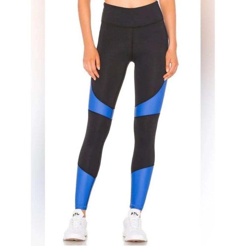 Alala Vamp Leggings black/cerulean blue high rise colorblock L